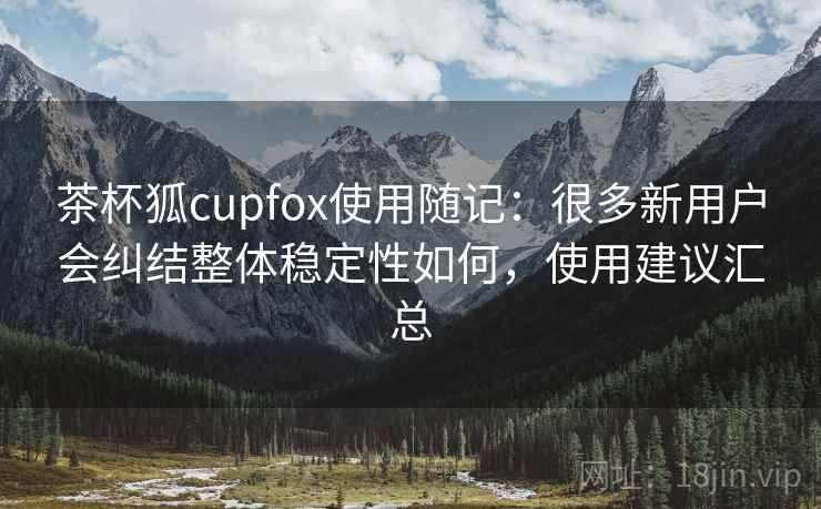 茶杯狐cupfox使用随记：很多新用户会纠结整体稳定性如何，使用建议汇总
